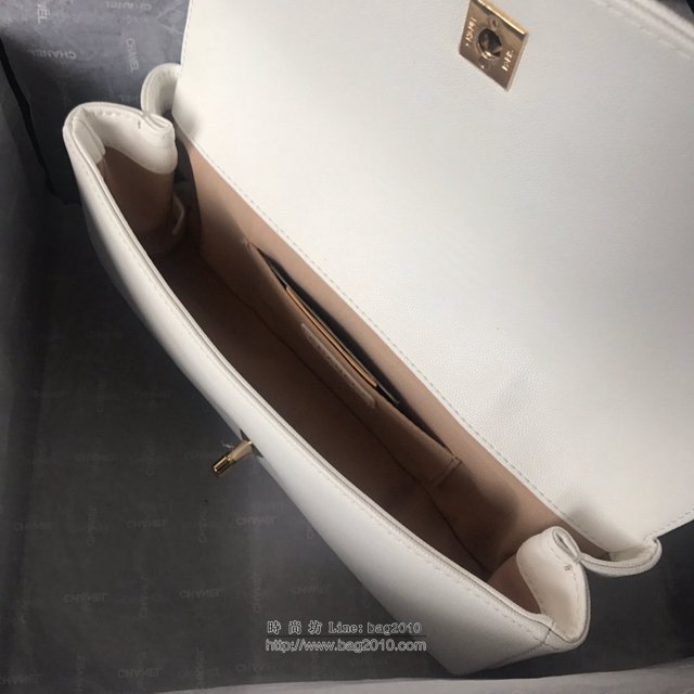 Chanel女包 AS0082 2019vintage早春新款 香奈兒翻蓋女包 白色 香奈爾鏈條斜挎包  djc2566
